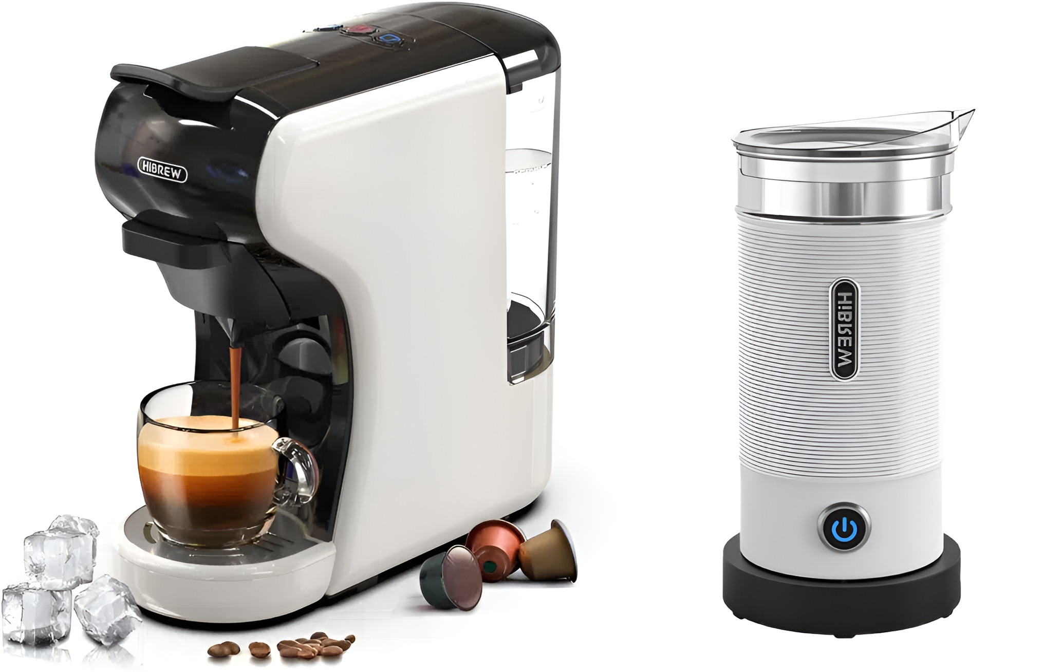 Мултифункционална кафемашина HiBREW H1A, бяла + кана за мляко - Image 2