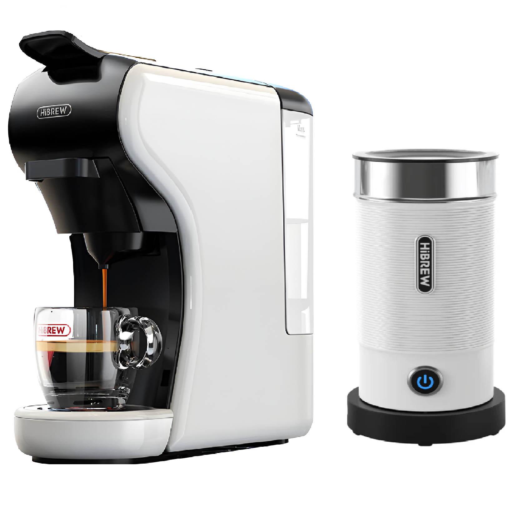 Мултифункционална кафемашина HiBREW H1A, бяла + кана за мляко