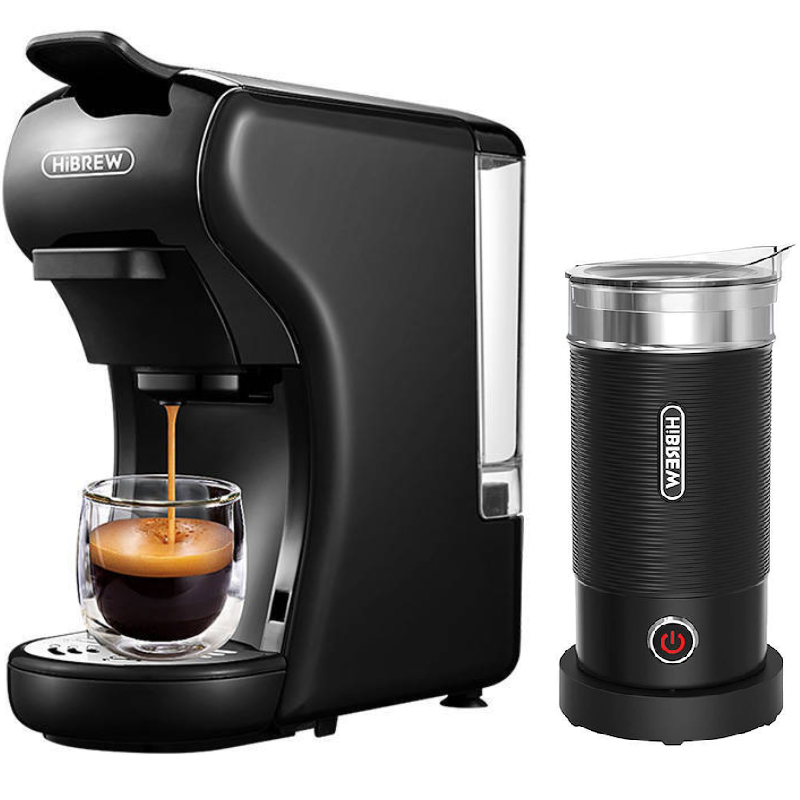 Мултифункционална кафемашина HiBREW H1A, черна + кана за мляко